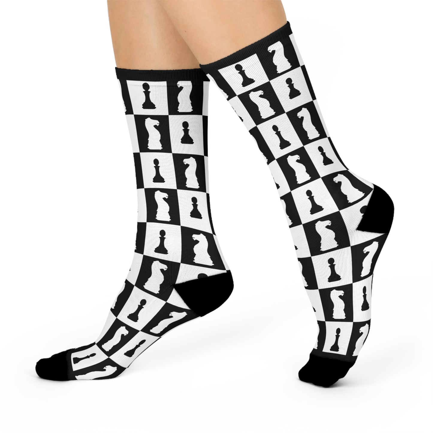 Cushioned Crew Socks - Black & White
