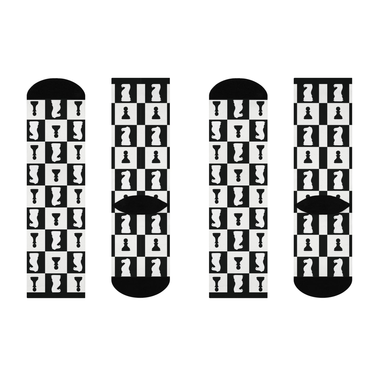 Cushioned Crew Socks - Black & White