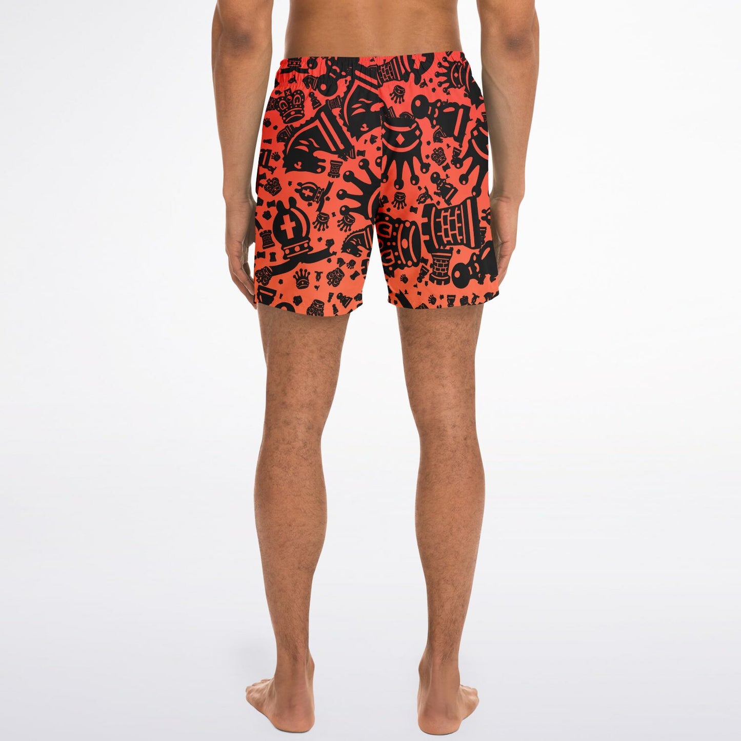 Men's Swim Trunks - Red and Orange