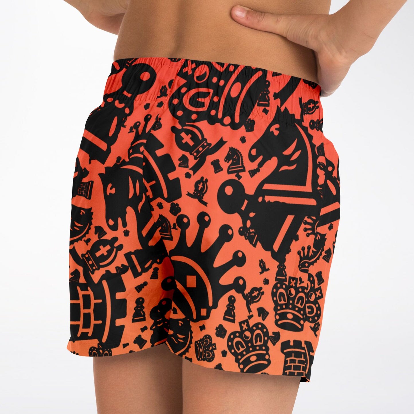 Kids Swim Trunks - Red and Orange