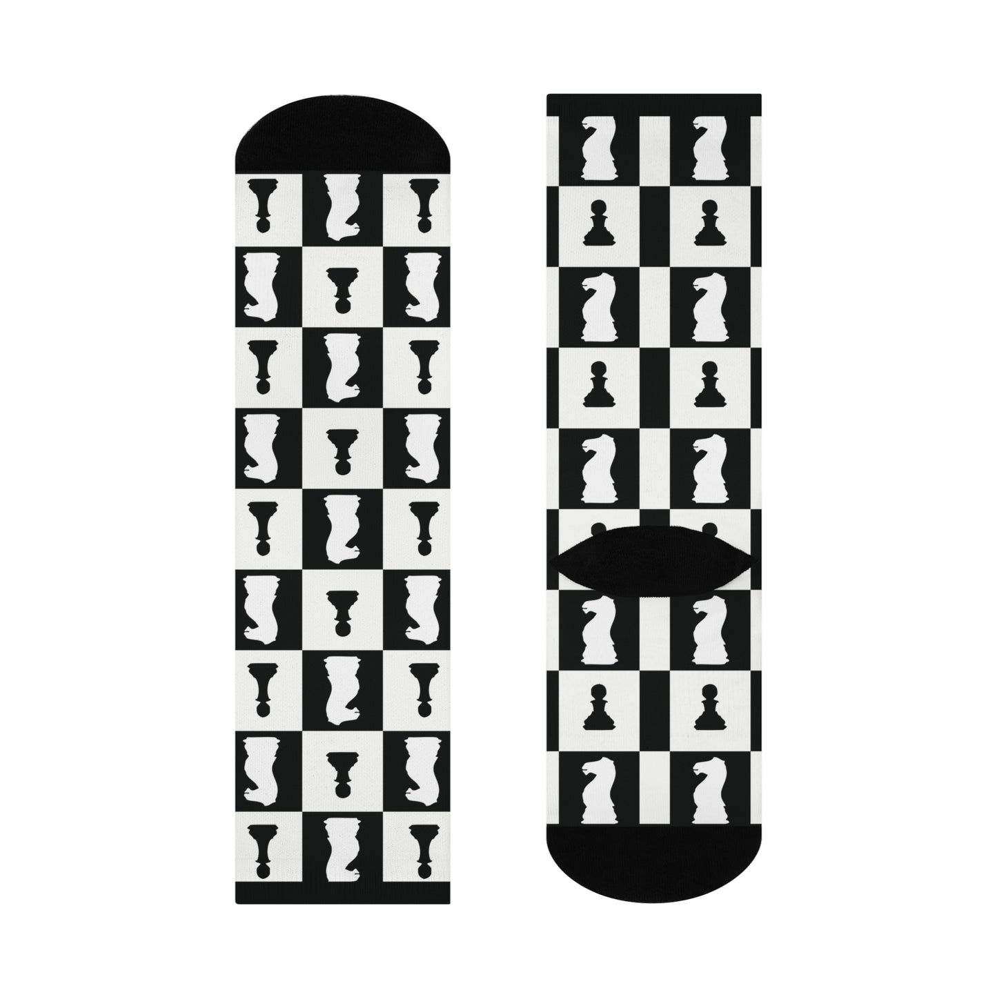 Cushioned Crew Socks - Black & White