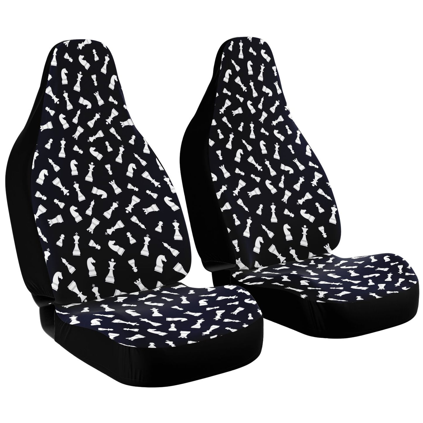 Chess Pieces Car Seat Cover Set - Black and White