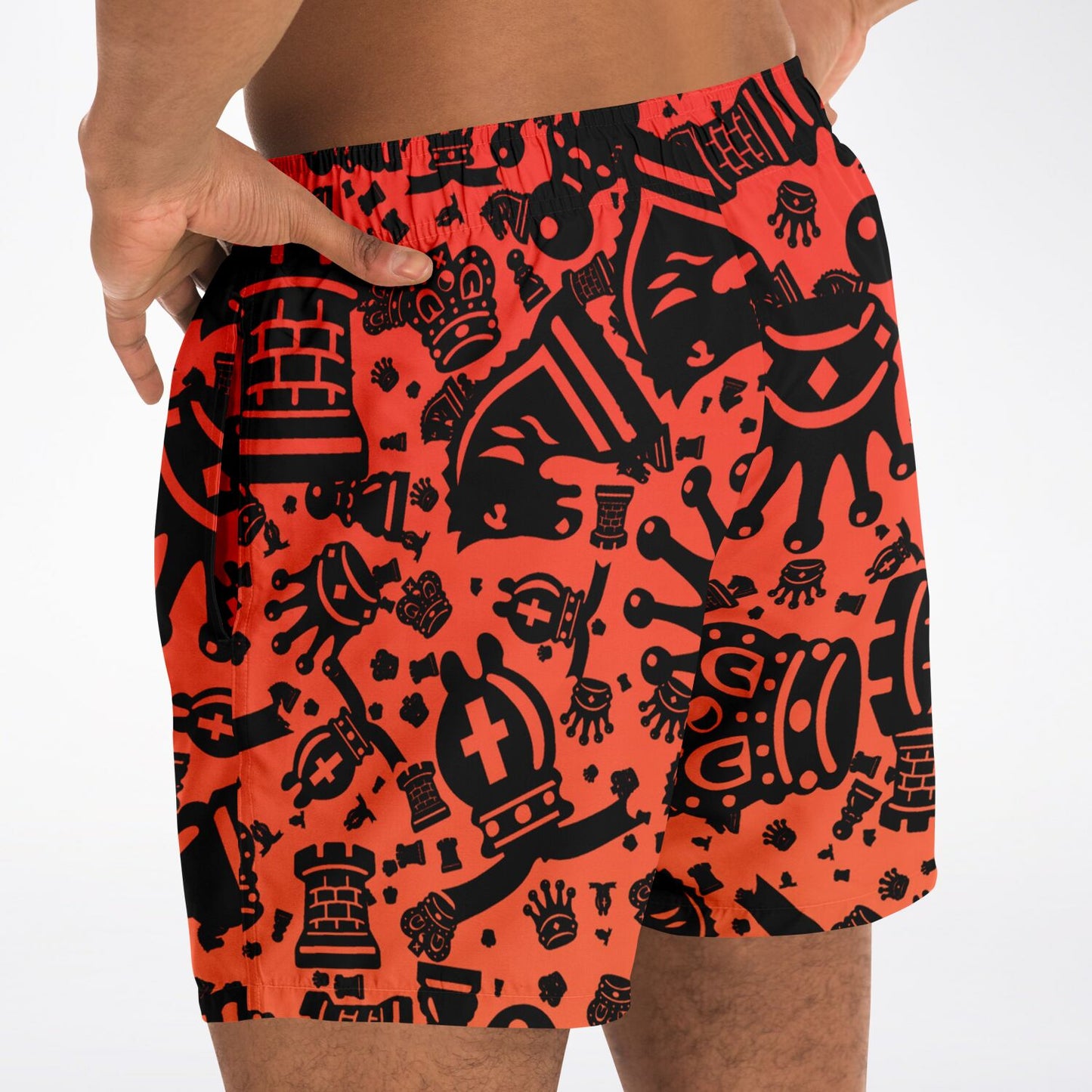 Men's Swim Trunks - Red and Orange