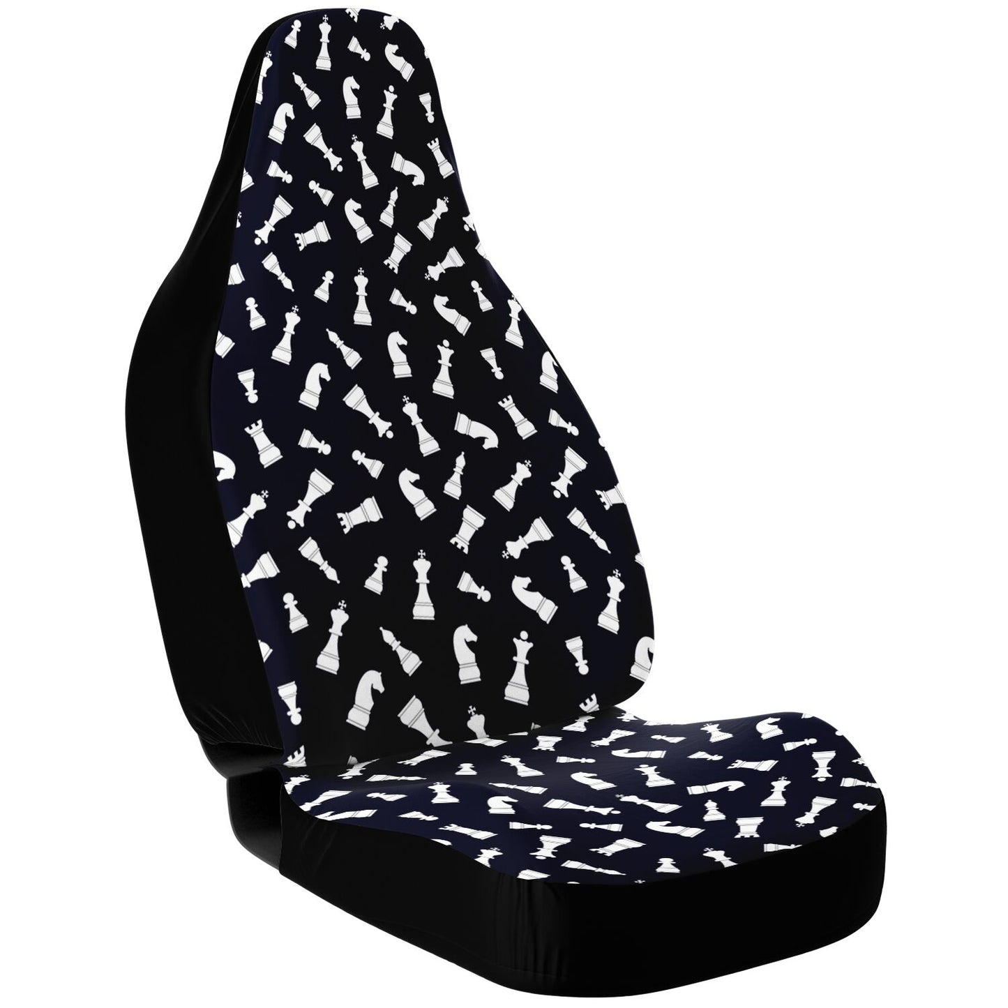 Chess Pieces Car Seat Cover Set - Black and White