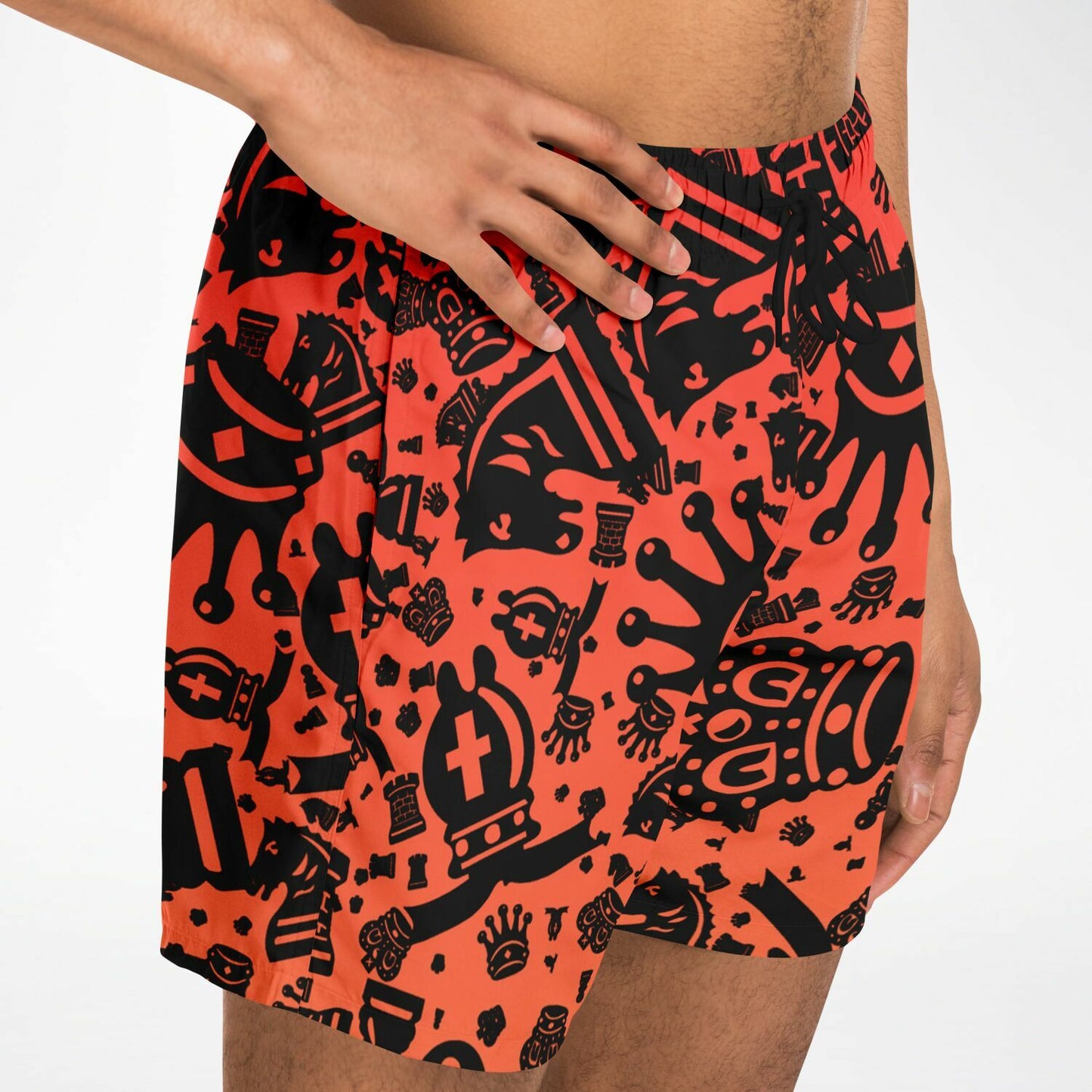 Men's Swim Trunks - Red and Orange