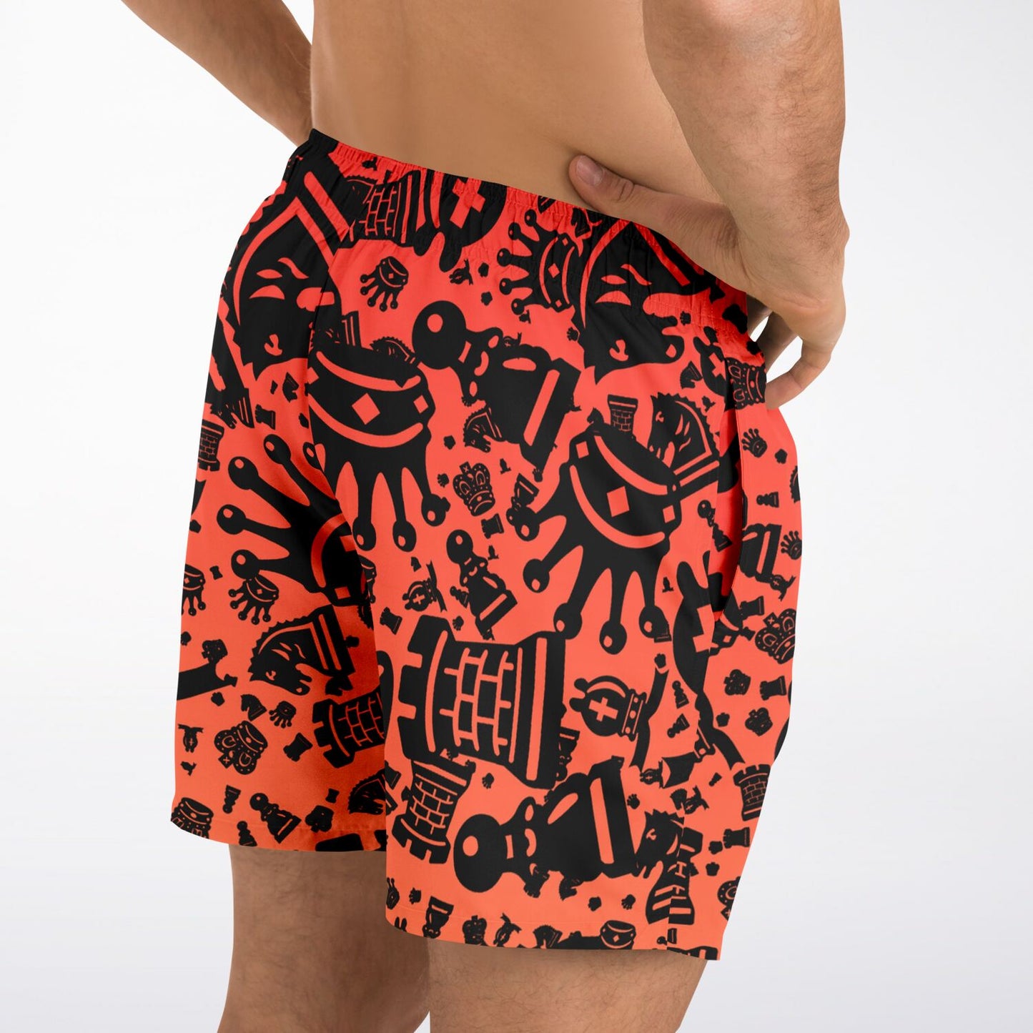 Men's Swim Trunks - Red and Orange
