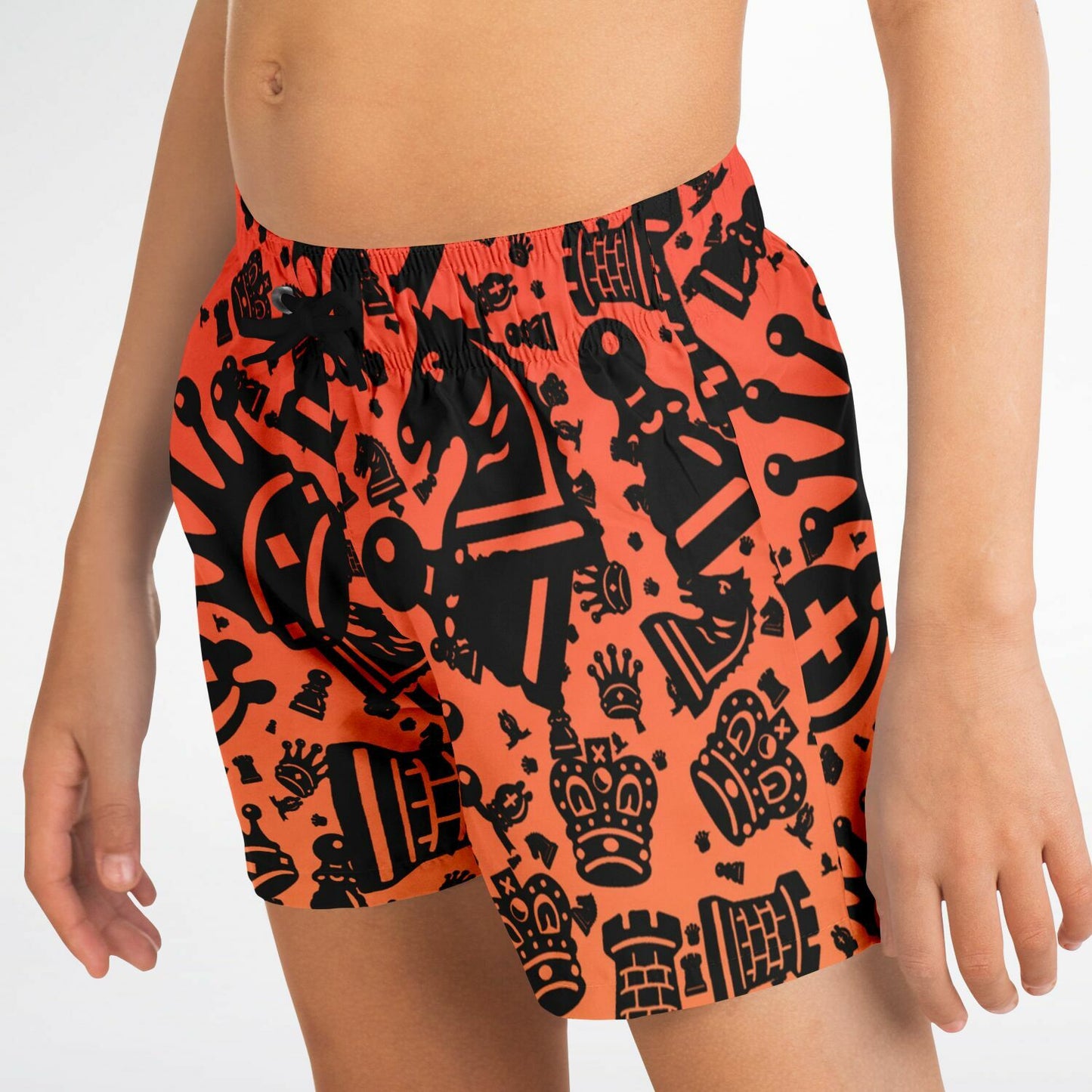 Kids Swim Trunks - Red and Orange