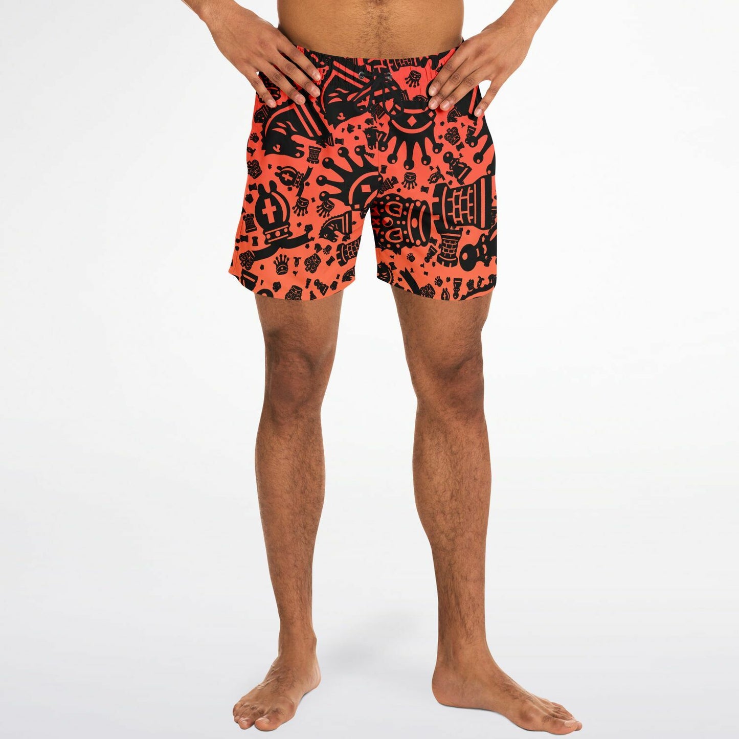 Men's Swim Trunks - Red and Orange