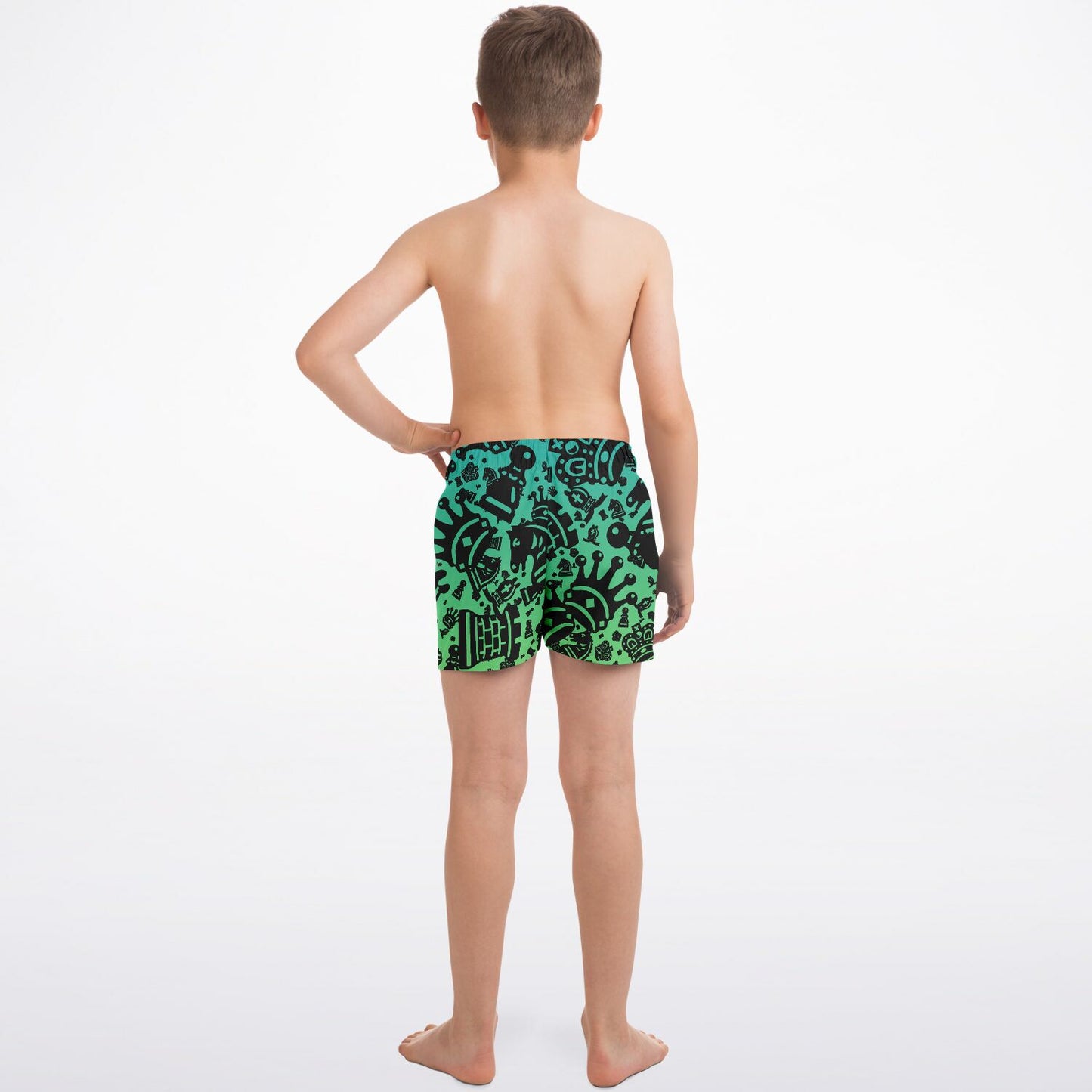 Kids Swim Trunks - Blue and Green