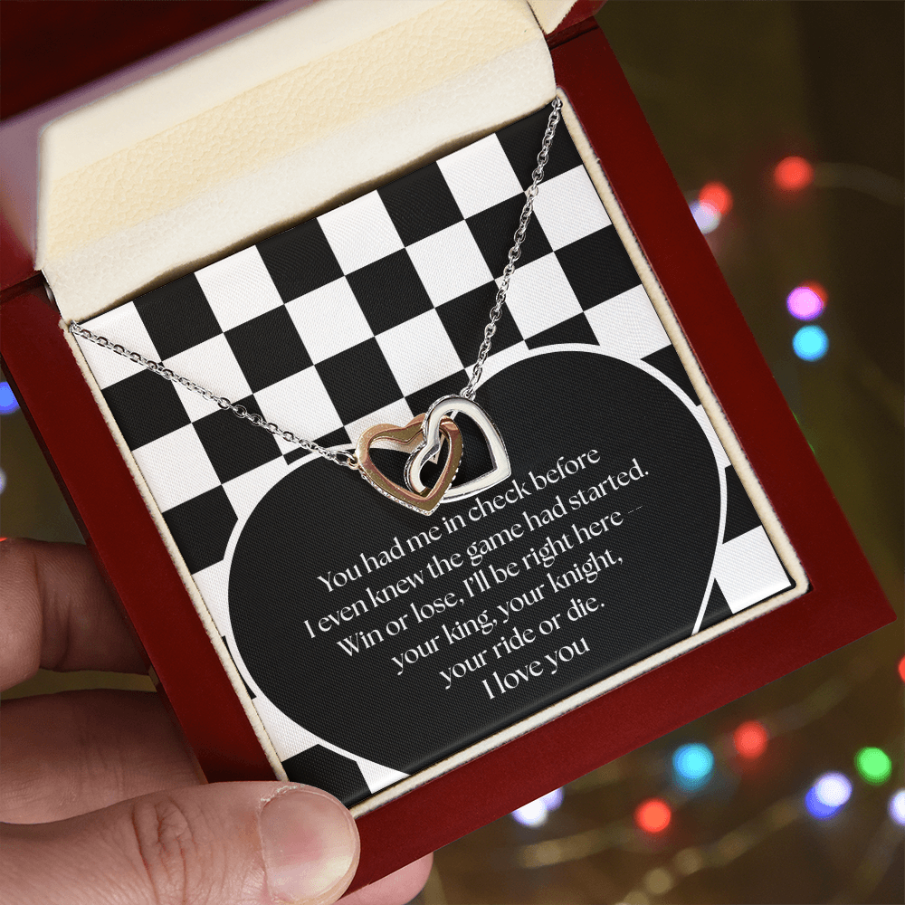 Interlocking Hearts Chess Necklace - From Your King