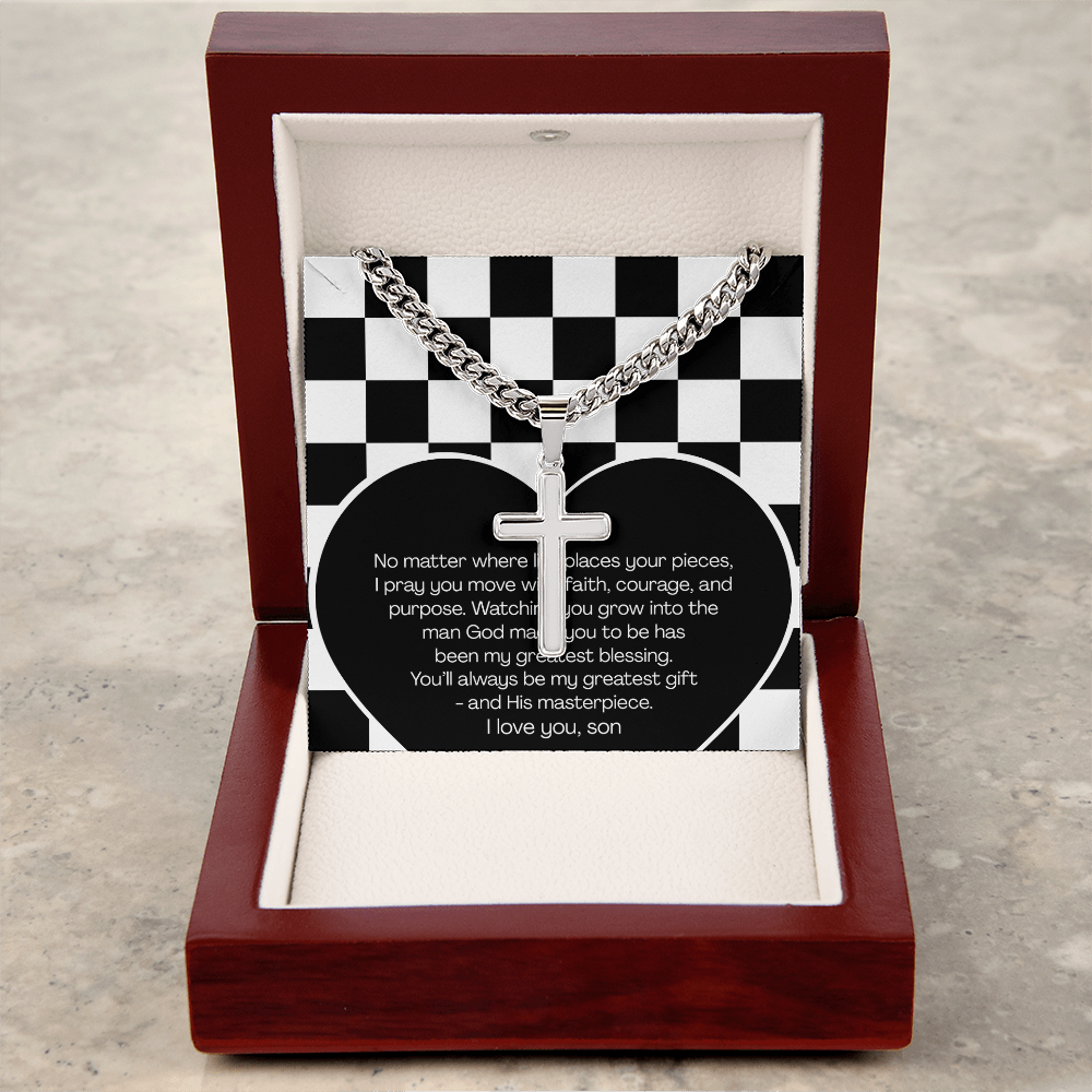 Cross Necklace - Chess Message To Son