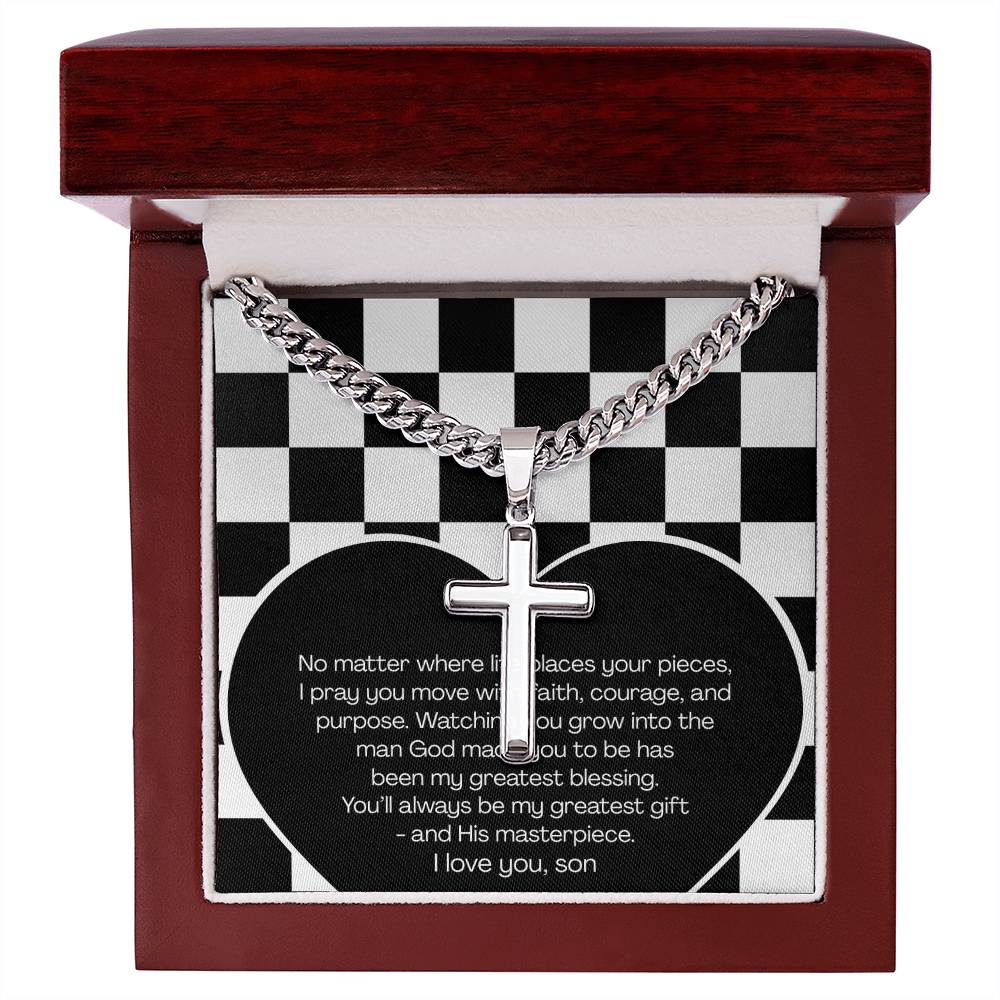 Cross Necklace - Chess Message To Son
