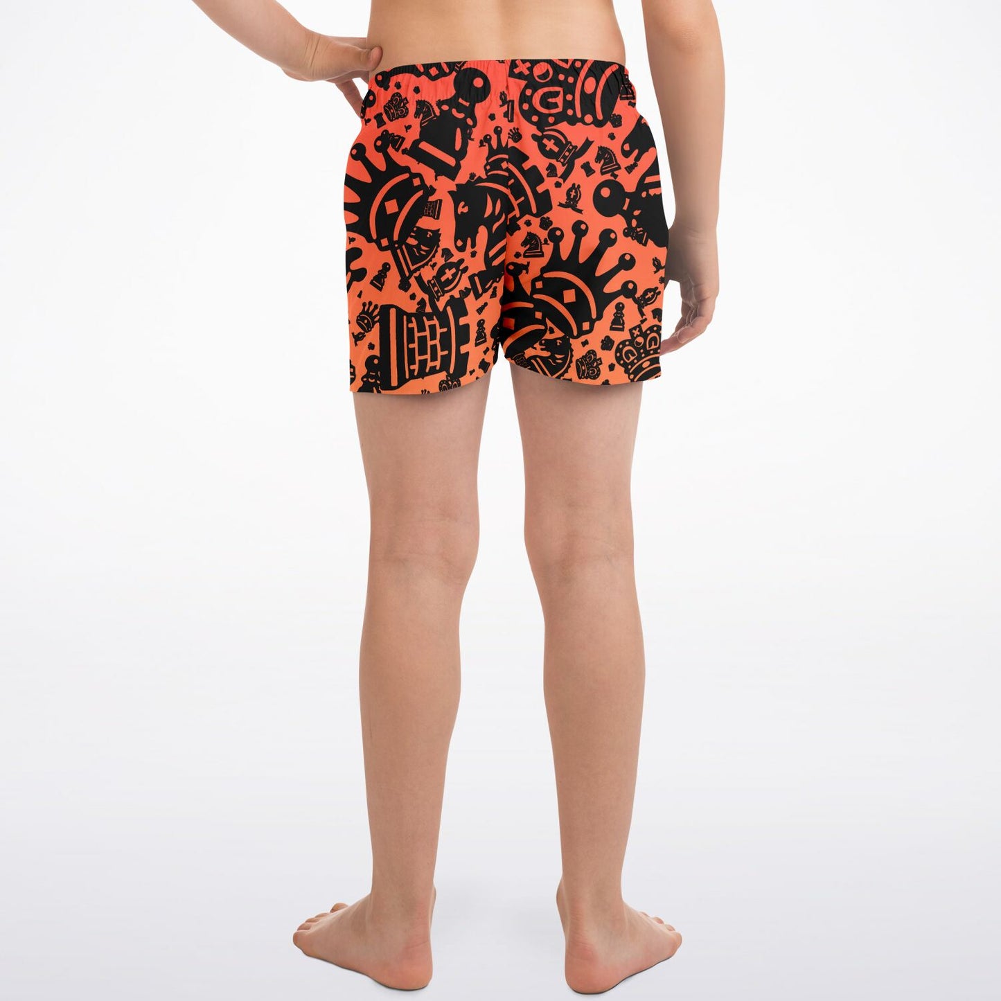 Kids Swim Trunks - Red and Orange