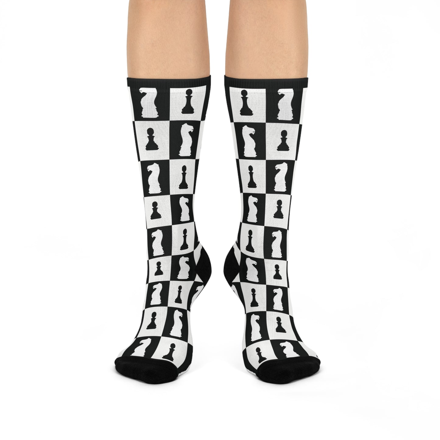 Cushioned Crew Socks - Black & White