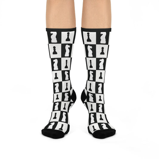 Cushioned Crew Socks - Black & White