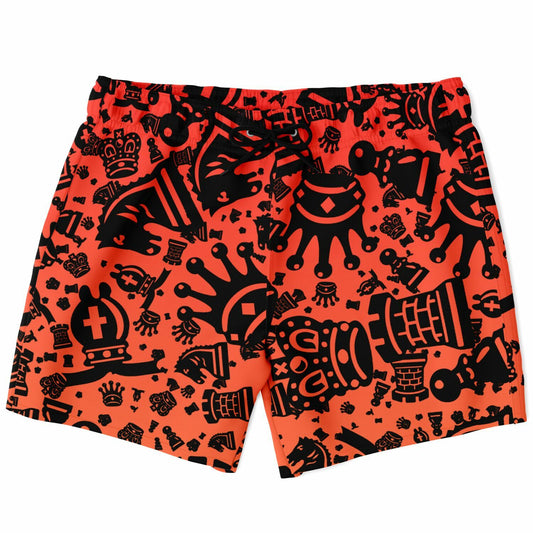 Men's Swim Trunks - Red and Orange