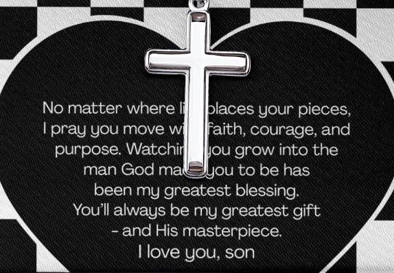 Cross Necklace - Chess Message To Son