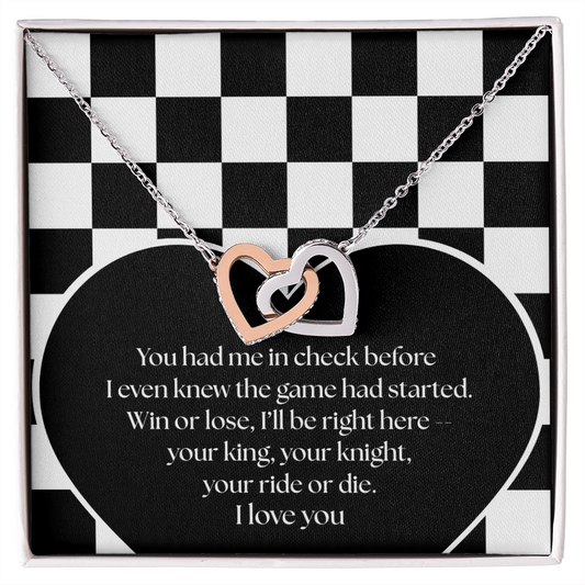 Interlocking Hearts Chess Necklace - From Your King