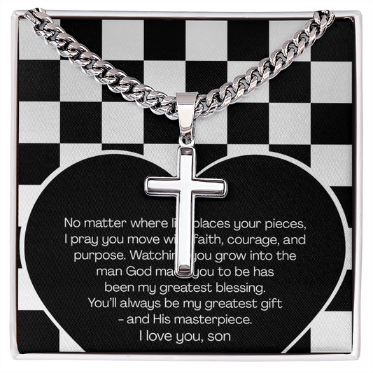Cross Necklace - Chess Message To Son